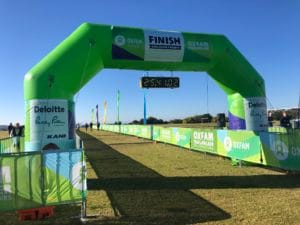 The Oxfam Trailwalker Sydney gantry at the finish line, 2019